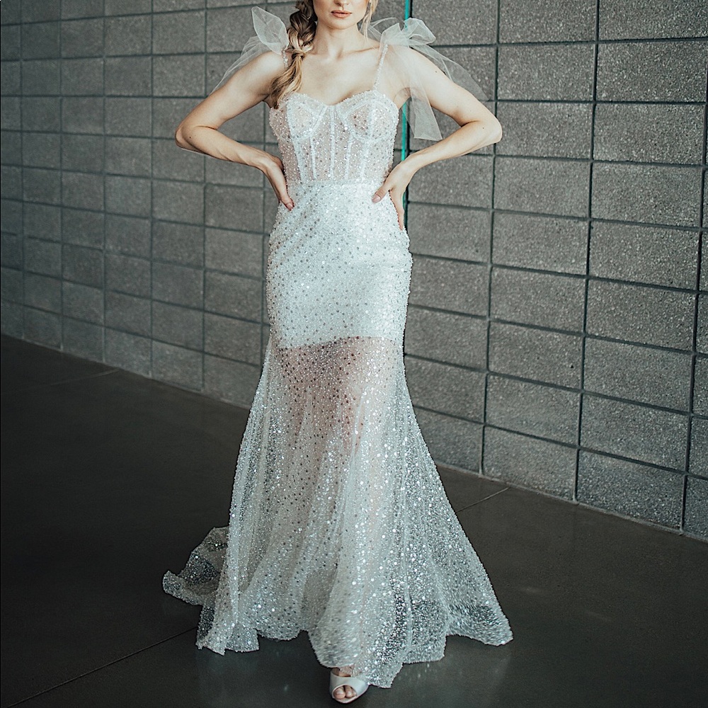 Berta style beaded wedding gown